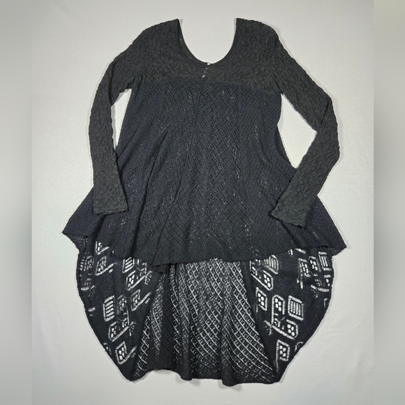 Free People Tops - Free People Black Magic Lace Knit High-Low Boho Tunic Dress - Size Small